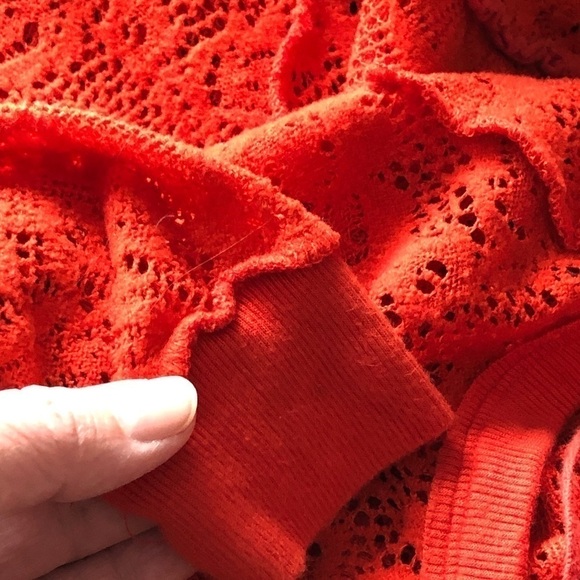 Free People Lace Pullover Orange Top Small - Picture 10 of 16